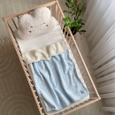Paturica bebe din muselina si blanita Teddy albastru deschis (3)